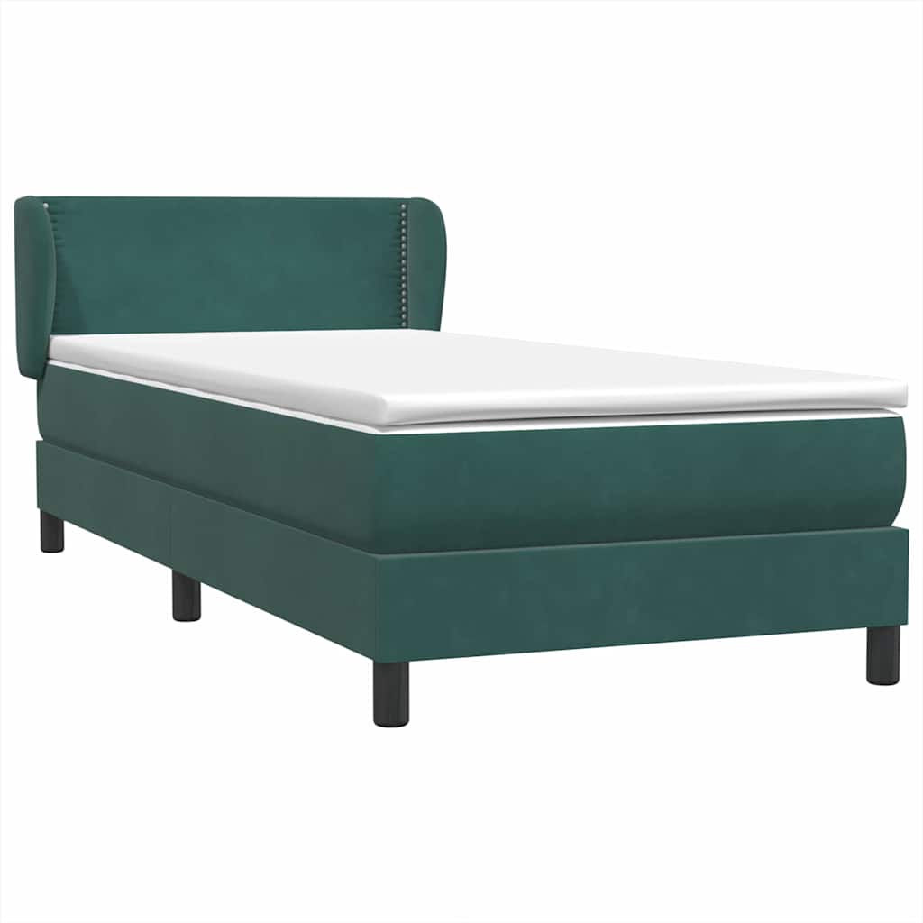 Cama box spring con colchón terciopelo verde oscuro 80x210 cm V6273 Vetonek