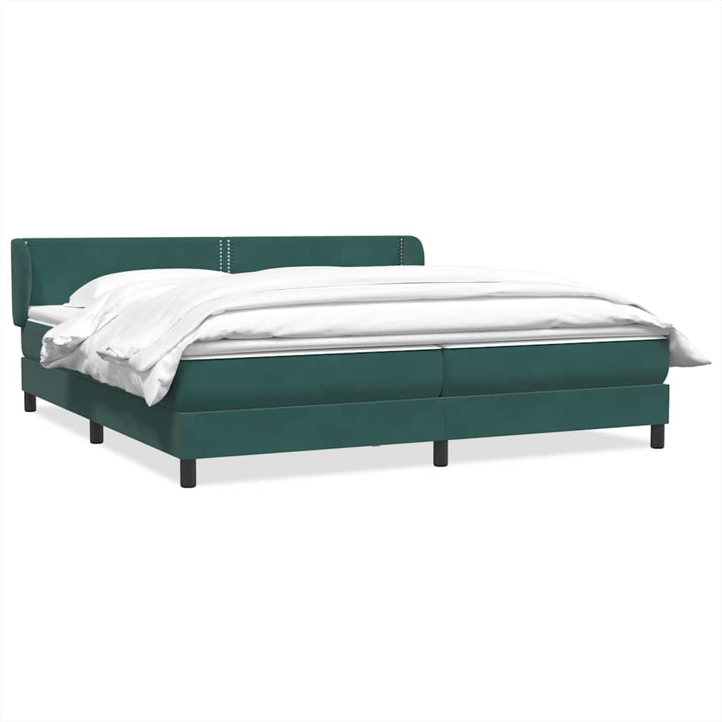 Cama box spring con colchones terciopelo verde oscuro 180x220cm V6990 Vetonek