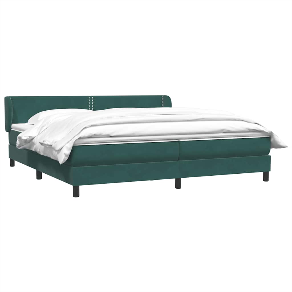 Cama box spring con colchones terciopelo verde oscuro 180x220cm V6990 Vetonek