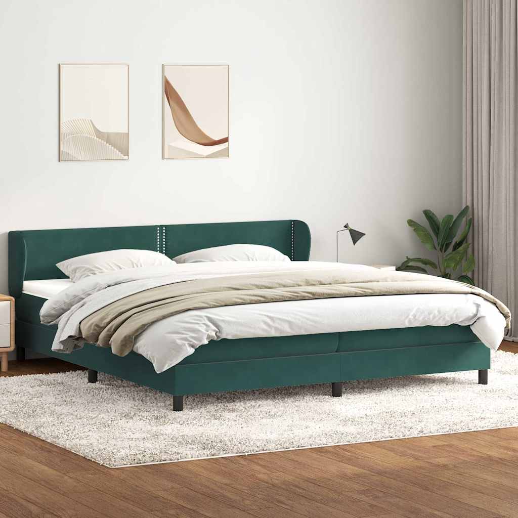 Cama box spring con colchones terciopelo verde oscuro 180x220cm V6990 Vetonek