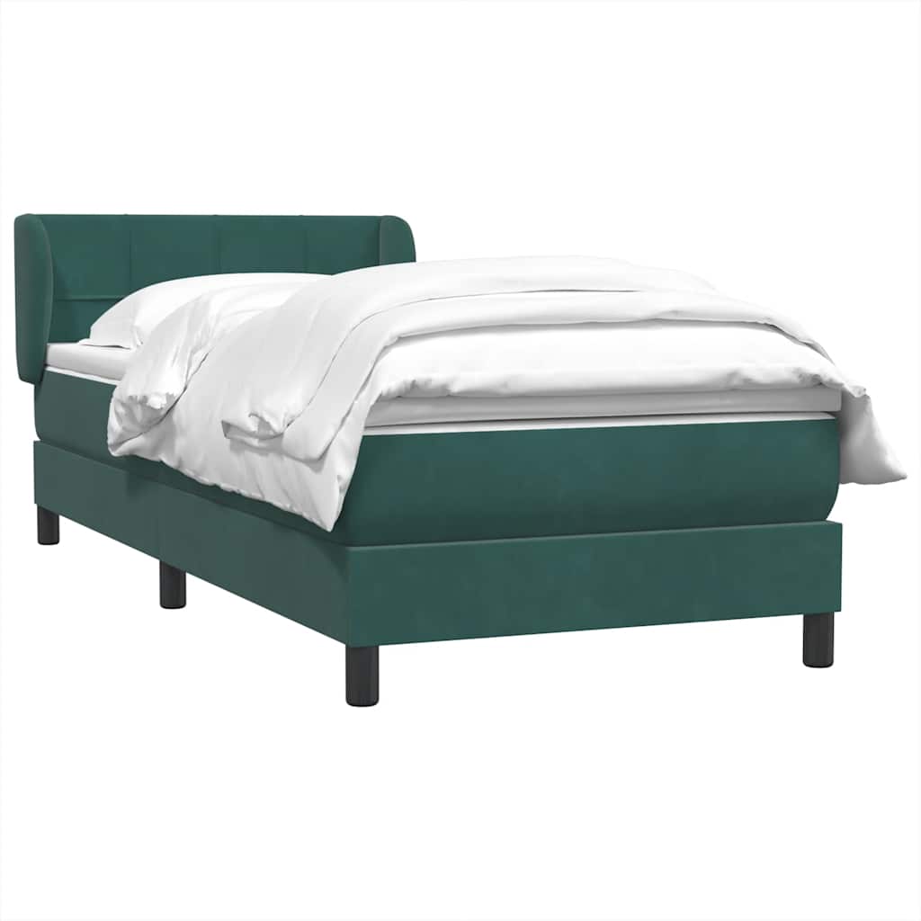 Cama box spring con colchón terciopelo verde oscuro 80x210 cm V7119 Vetonek
