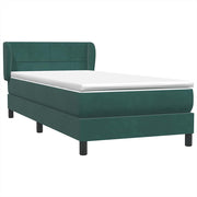 Cama box spring con colchón terciopelo verde oscuro 100x210 cm V7232 Vetonek