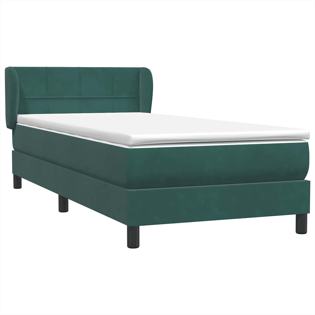 Cama box spring con colchón terciopelo verde oscuro 100x210 cm V7232 Vetonek