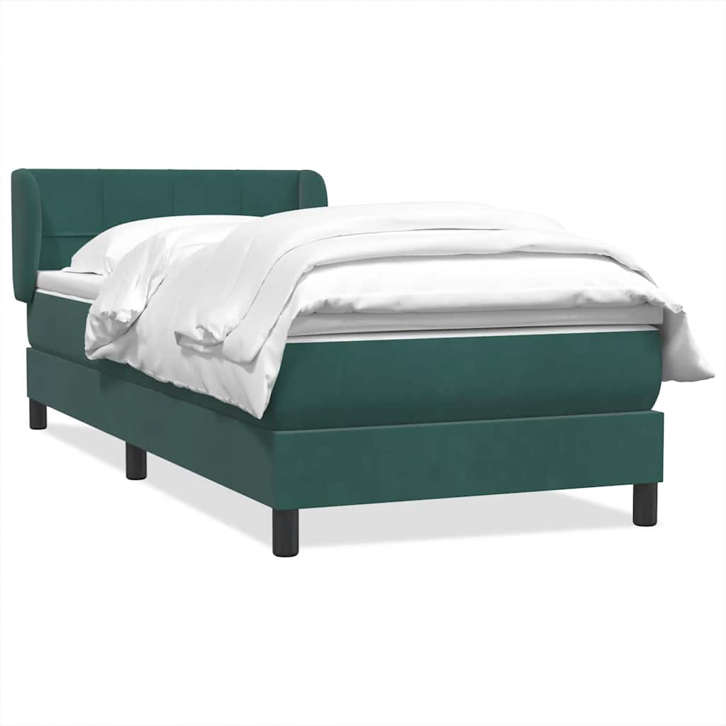 Cama box spring con colchón terciopelo verde oscuro 100x220 cm V7652 Vetonek