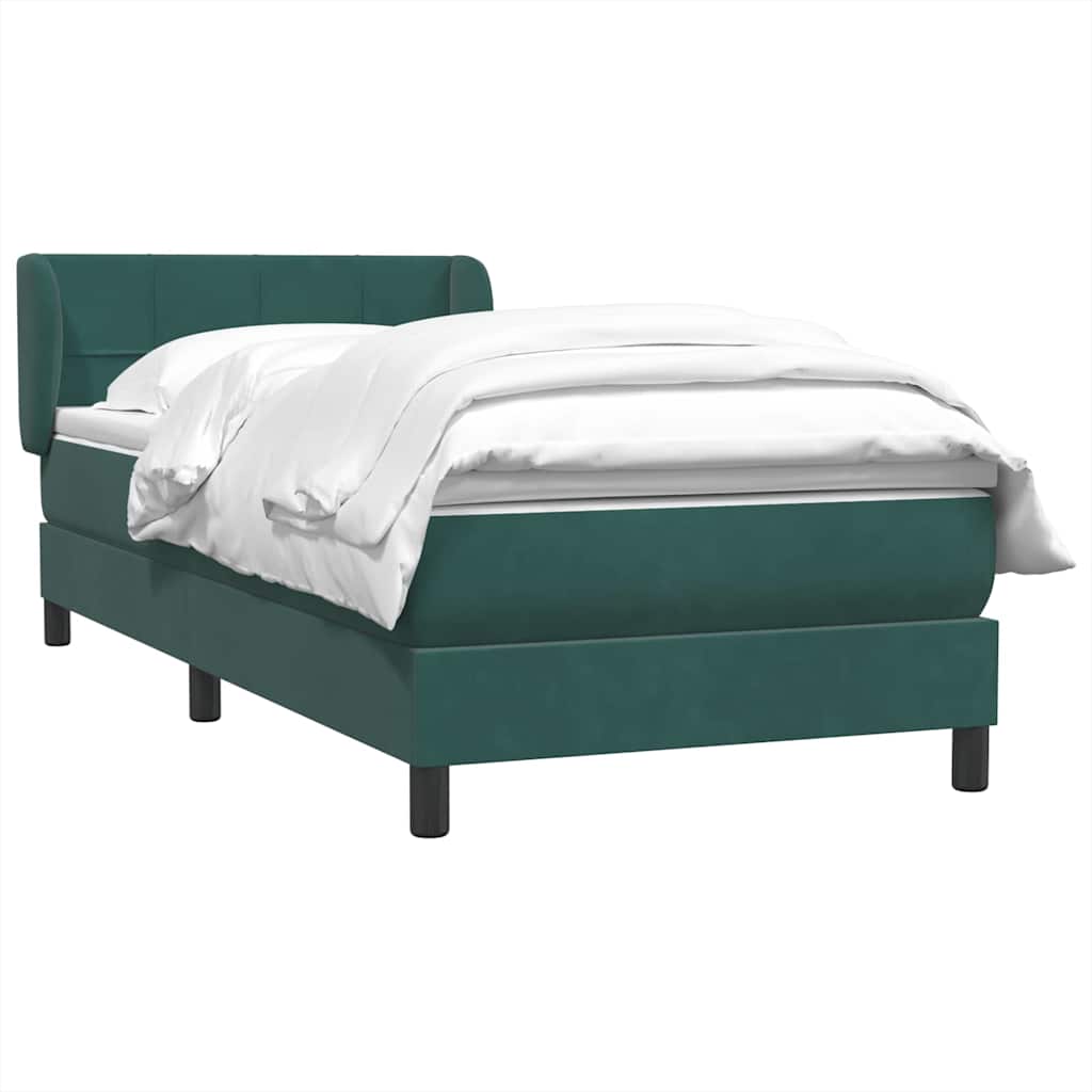 Cama box spring con colchón terciopelo verde oscuro 100x220 cm V7652 Vetonek