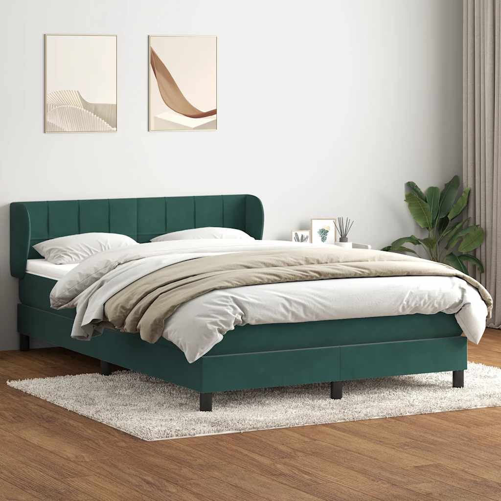 Cama box spring con colchón terciopelo verde oscuro 160x220 cm V7775 Vetonek