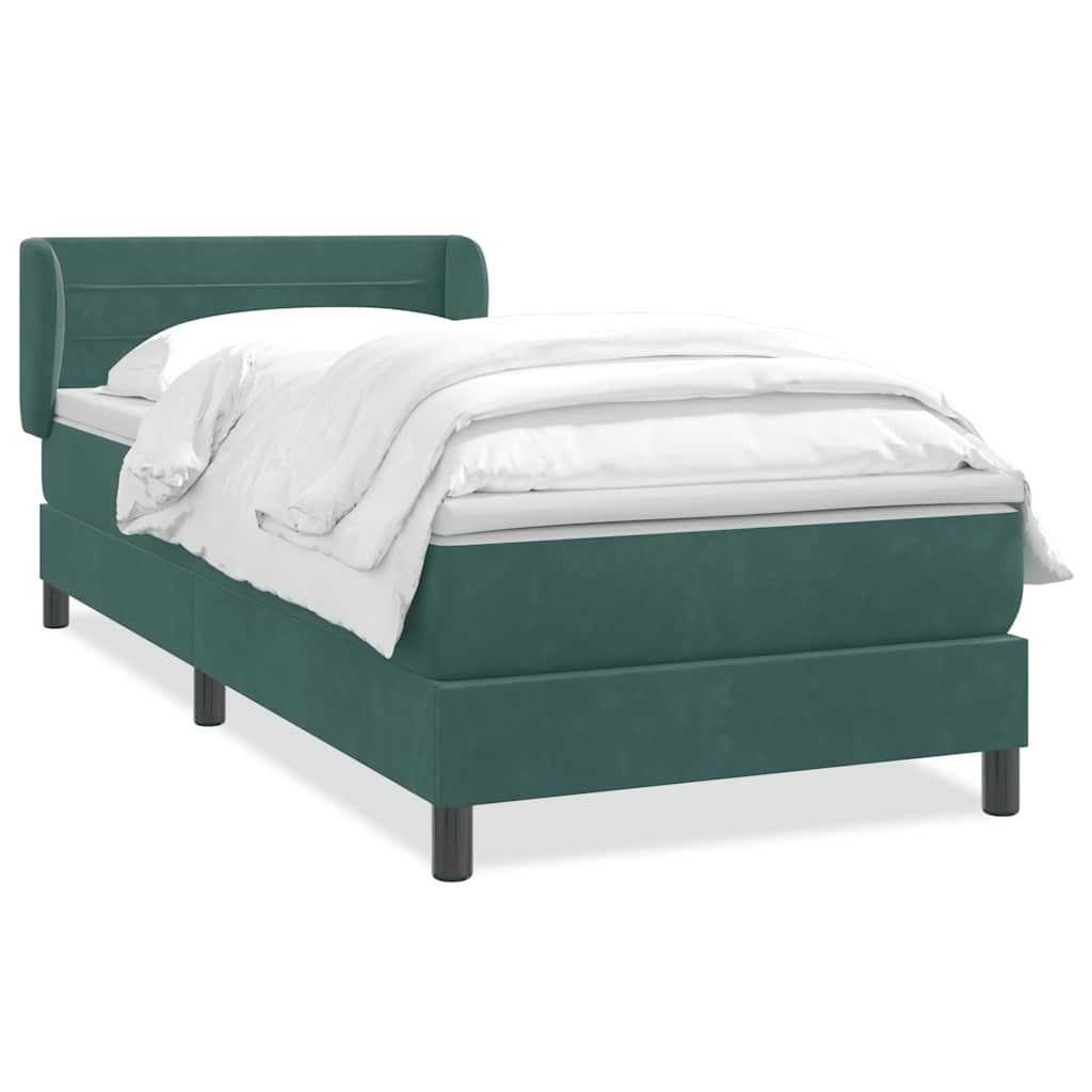 Cama box spring con colchón terciopelo verde oscuro 80x210 cm V7959 Vetonek