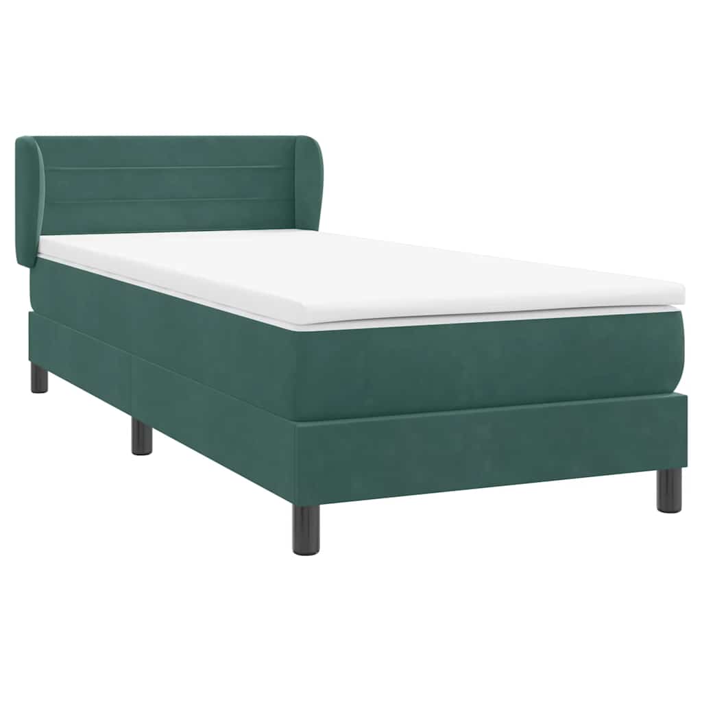 Cama box spring con colchón terciopelo verde oscuro 80x210 cm V7959 Vetonek