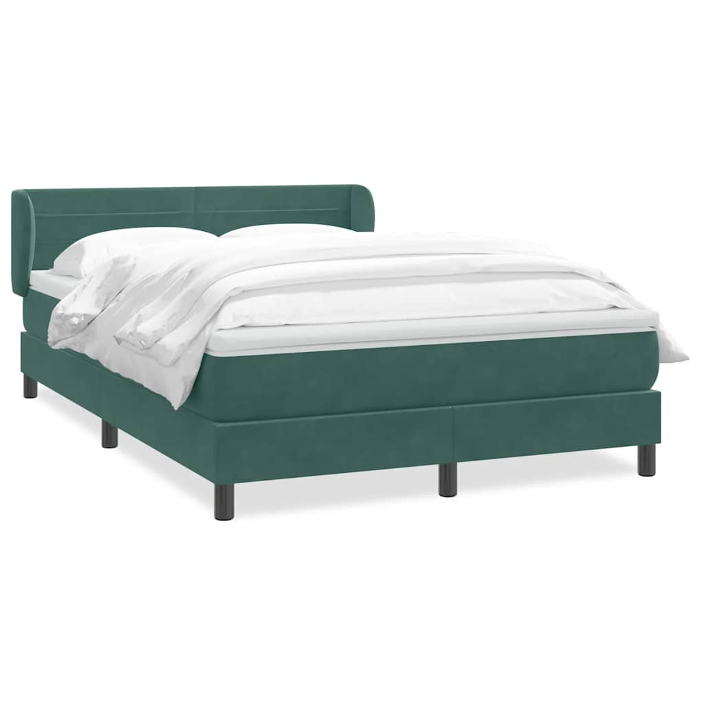 Cama box spring con colchón terciopelo verde oscuro 160x220 cm V8611 Vetonek