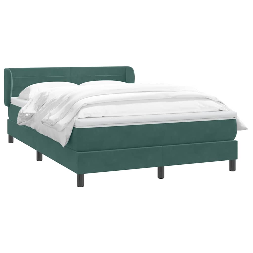 Cama box spring con colchón terciopelo verde oscuro 160x220 cm V8611 Vetonek