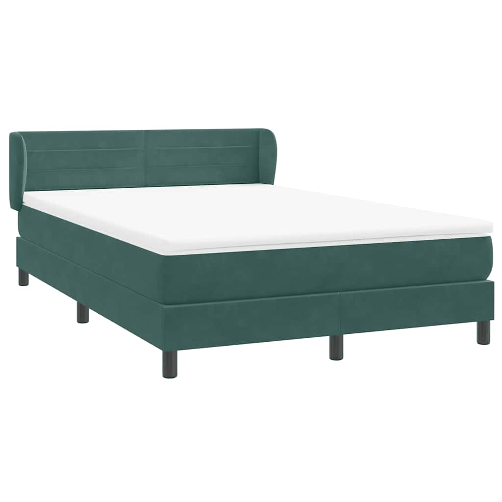 Cama box spring con colchón terciopelo verde oscuro 160x220 cm V8611 Vetonek