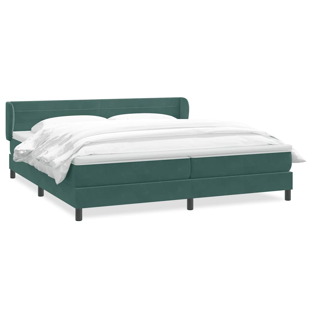 Cama box spring con colchones terciopelo verde oscuro 180x220cm V8673 Vetonek