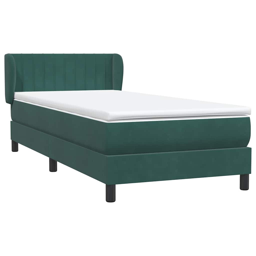 Cama box spring con colchón terciopelo verde oscuro 80x210 cm V8796 Vetonek