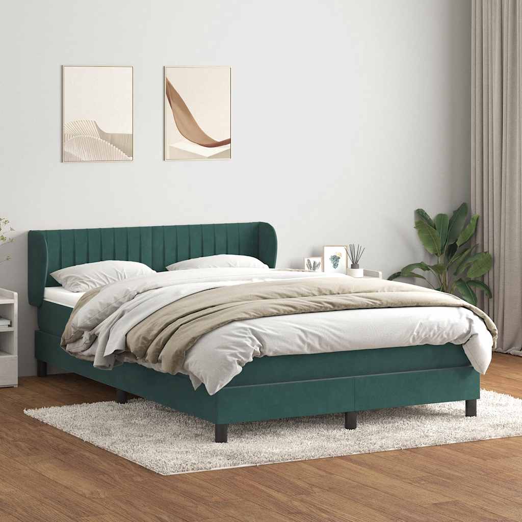 Cama box spring con colchón terciopelo verde oscuro 160x220 cm V9458 Vetonek