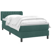Cama box spring con colchón terciopelo verde oscuro 80x210 cm V9632 Vetonek