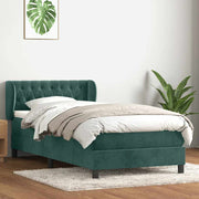 Cama box spring con colchón terciopelo verde oscuro 80x210 cm V9632 Vetonek