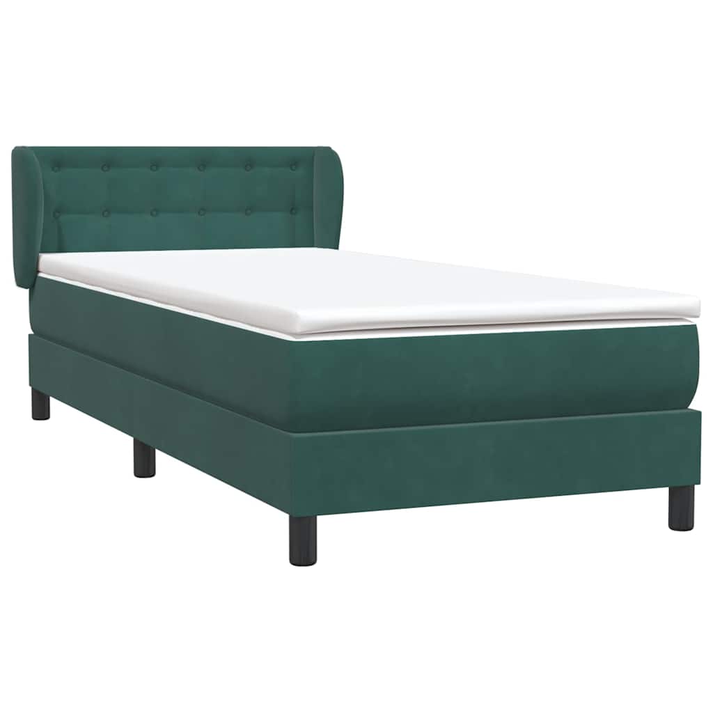 Cama box spring con colchón terciopelo verde oscuro 80x210 cm V0478 Vetonek