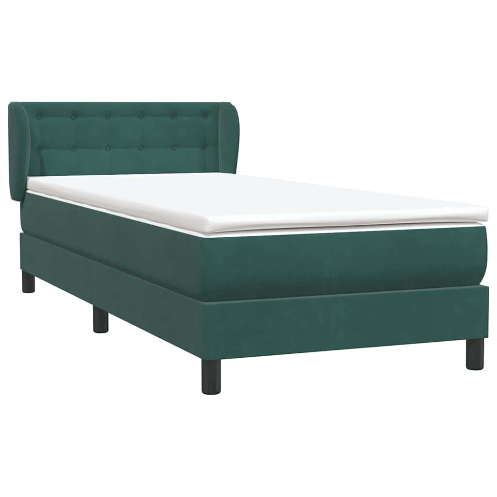 Cama box spring con colchón terciopelo verde oscuro 90x220 cm V0959 Vetonek