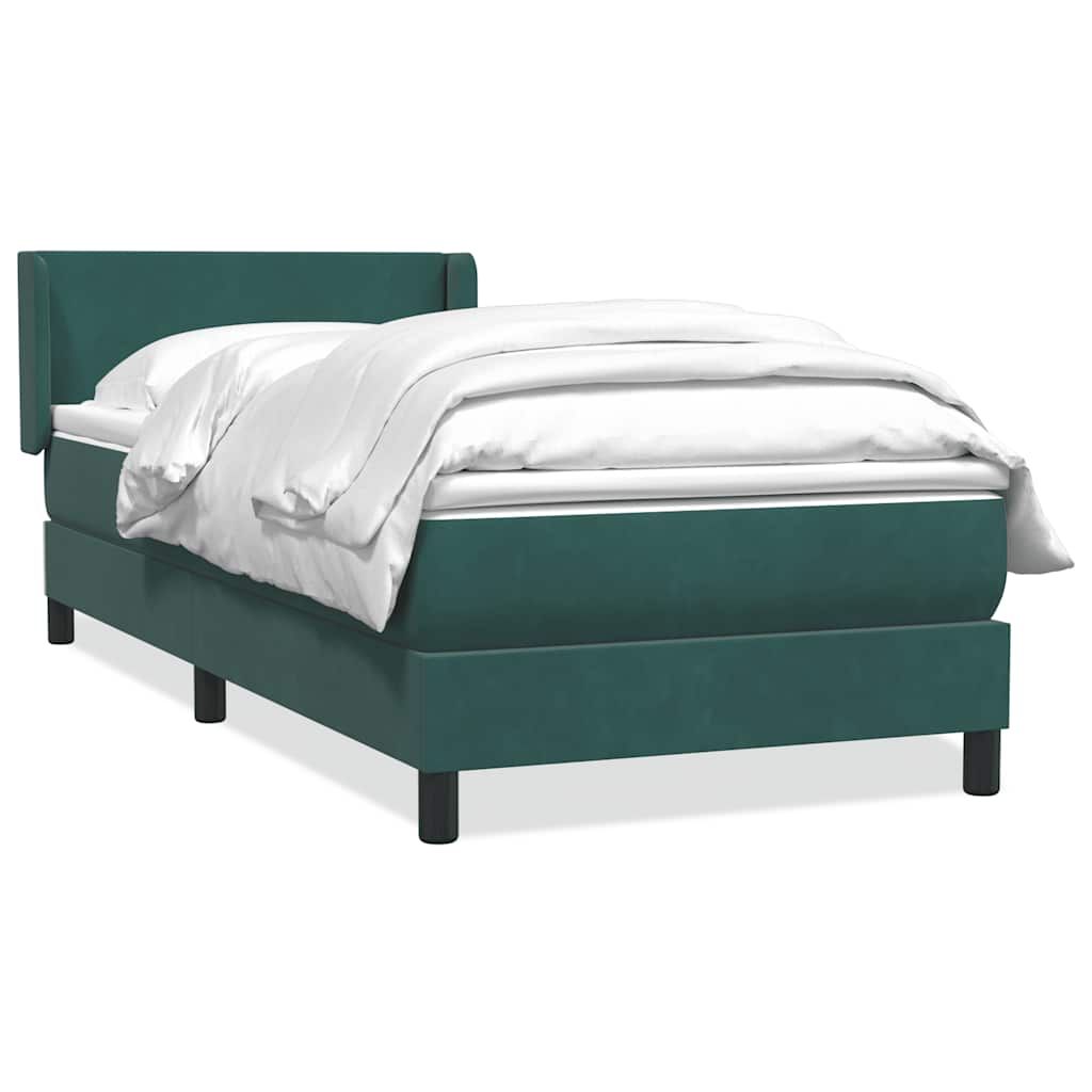 Vetonek Cama box spring con colchón terciopelo verde oscuro 80x210 cm