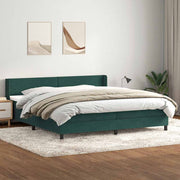 Cama box spring con colchón terciopelo verde oscuro 180x220 cm v2038 Vetonek