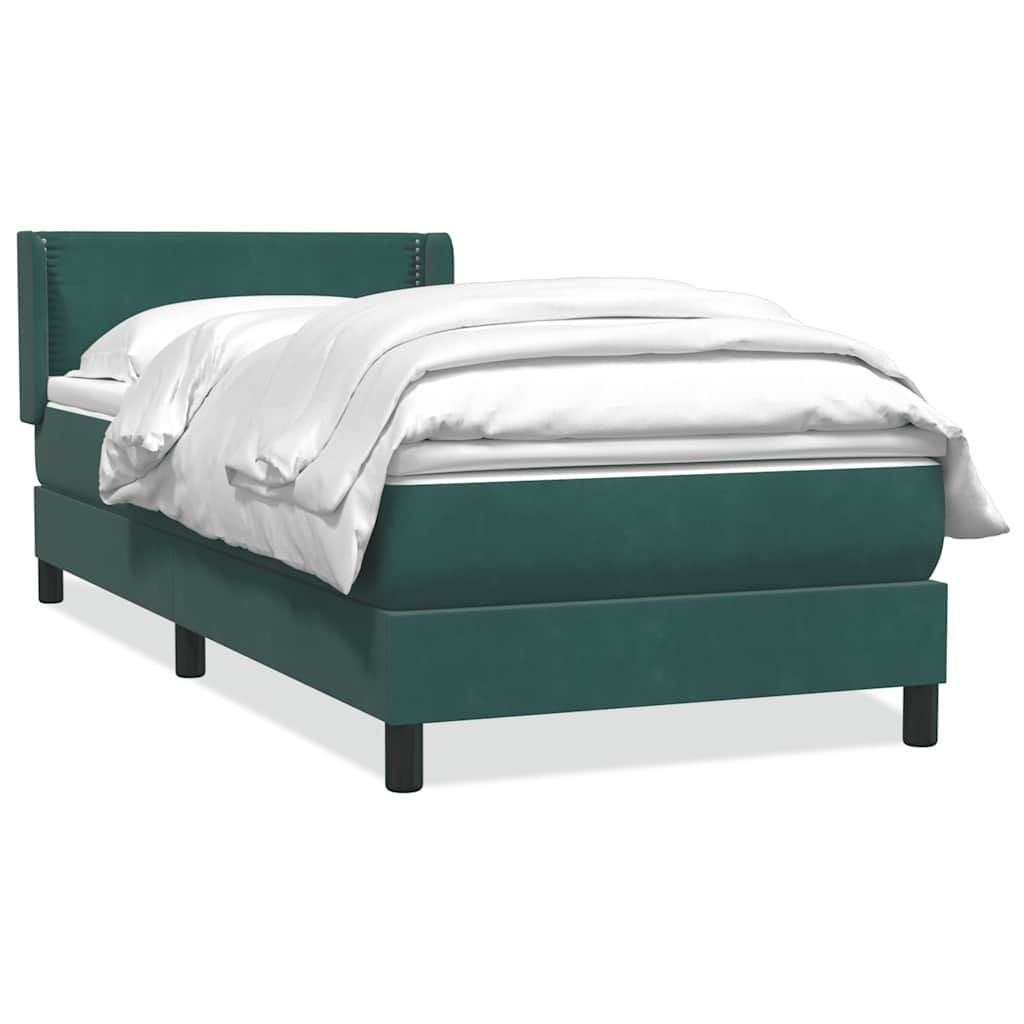 Vetonek Cama box spring con colchón terciopelo verde oscuro 80x210 cm