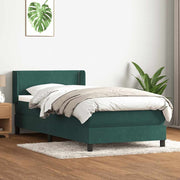 Cama box spring con colchón terciopelo verde oscuro 80x210 cm v2151 Vetonek