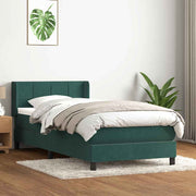 Cama box spring con colchón terciopelo verde oscuro 80x210 cm v2991 Vetonek