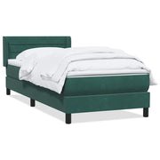 Vetonek Cama box spring con colchón terciopelo verde oscuro 80x210 cm