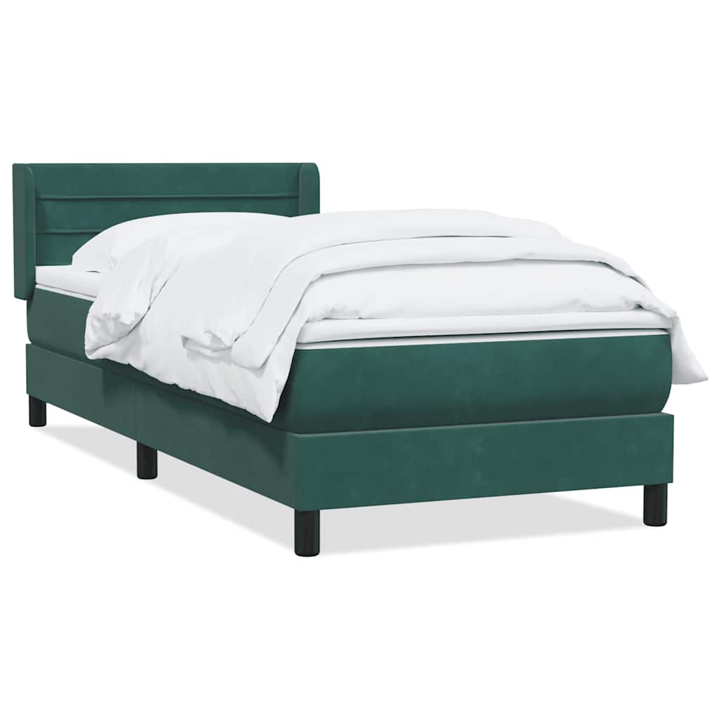 Vetonek Cama box spring con colchón terciopelo verde oscuro 80x210 cm