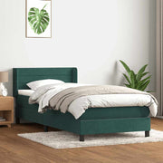 Cama box spring con colchón terciopelo verde oscuro 80x210 cm v3837 Vetonek