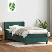 Cama box spring con colchón terciopelo verde oscuro 80x210 cm v4674 Vetonek