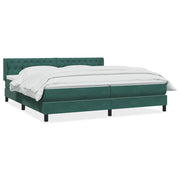 Vetonek Cama box spring con colchón terciopelo verde oscuro 180x220 cm