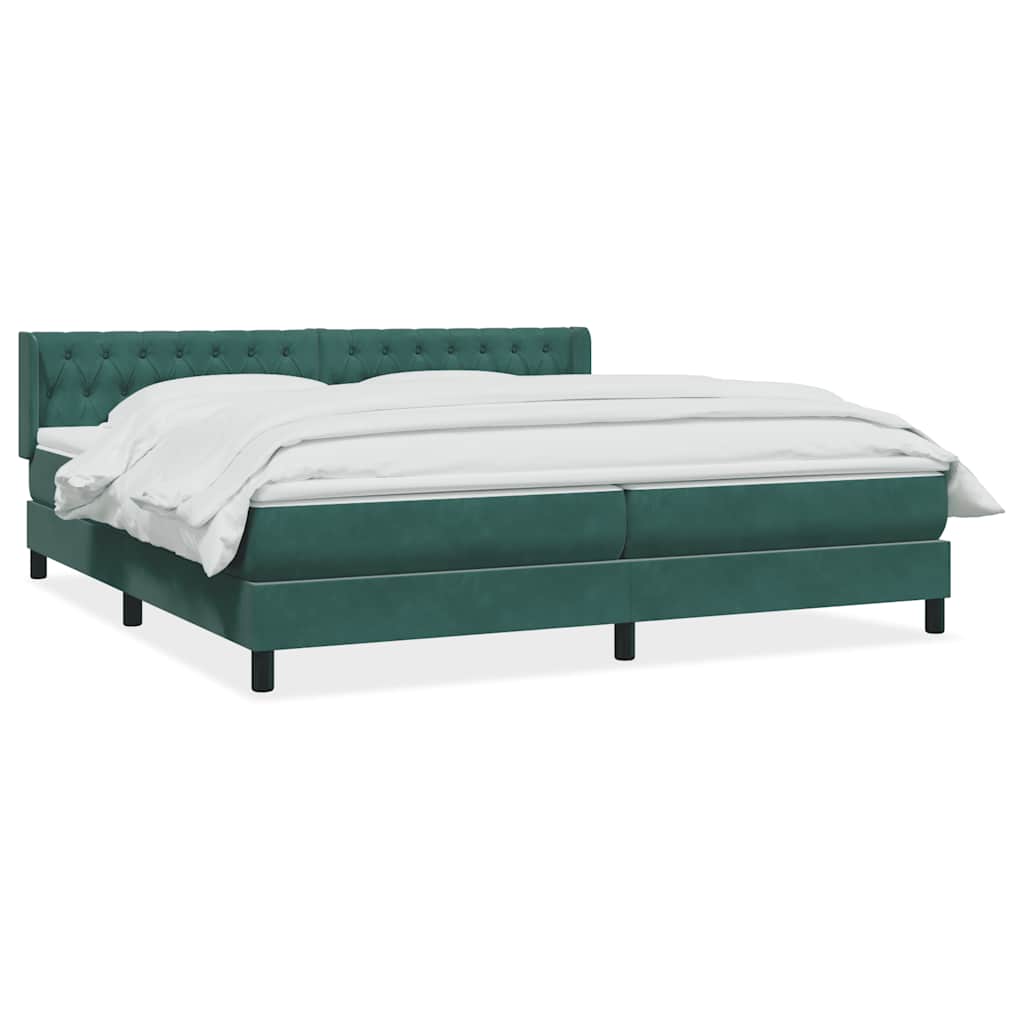 Vetonek Cama box spring con colchón terciopelo verde oscuro 180x220 cm