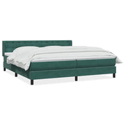 Vetonek Cama box spring con colchón terciopelo verde oscuro 180x220 cm