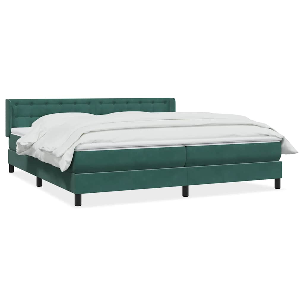 Vetonek Cama box spring con colchón terciopelo verde oscuro 180x220 cm