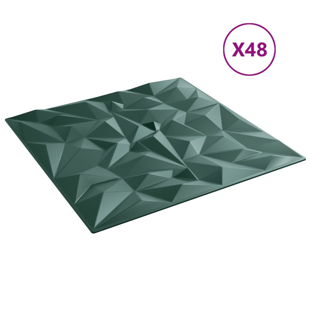 Paneles de pared 48 uds XPS amatista verde 50x50 cm 12 m² V59