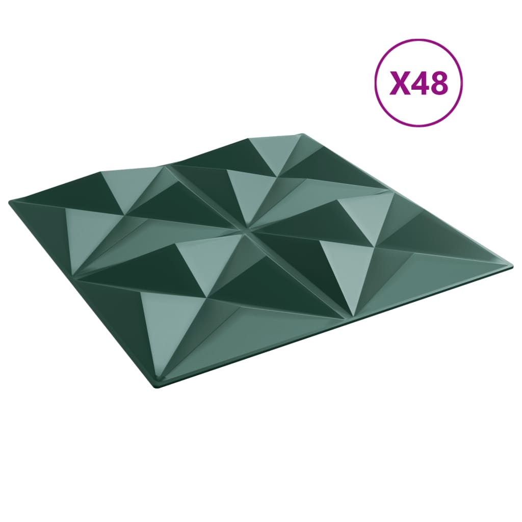 Paneles de pared 48 uds XPS origami verde 50x50 cm 12 m² V67