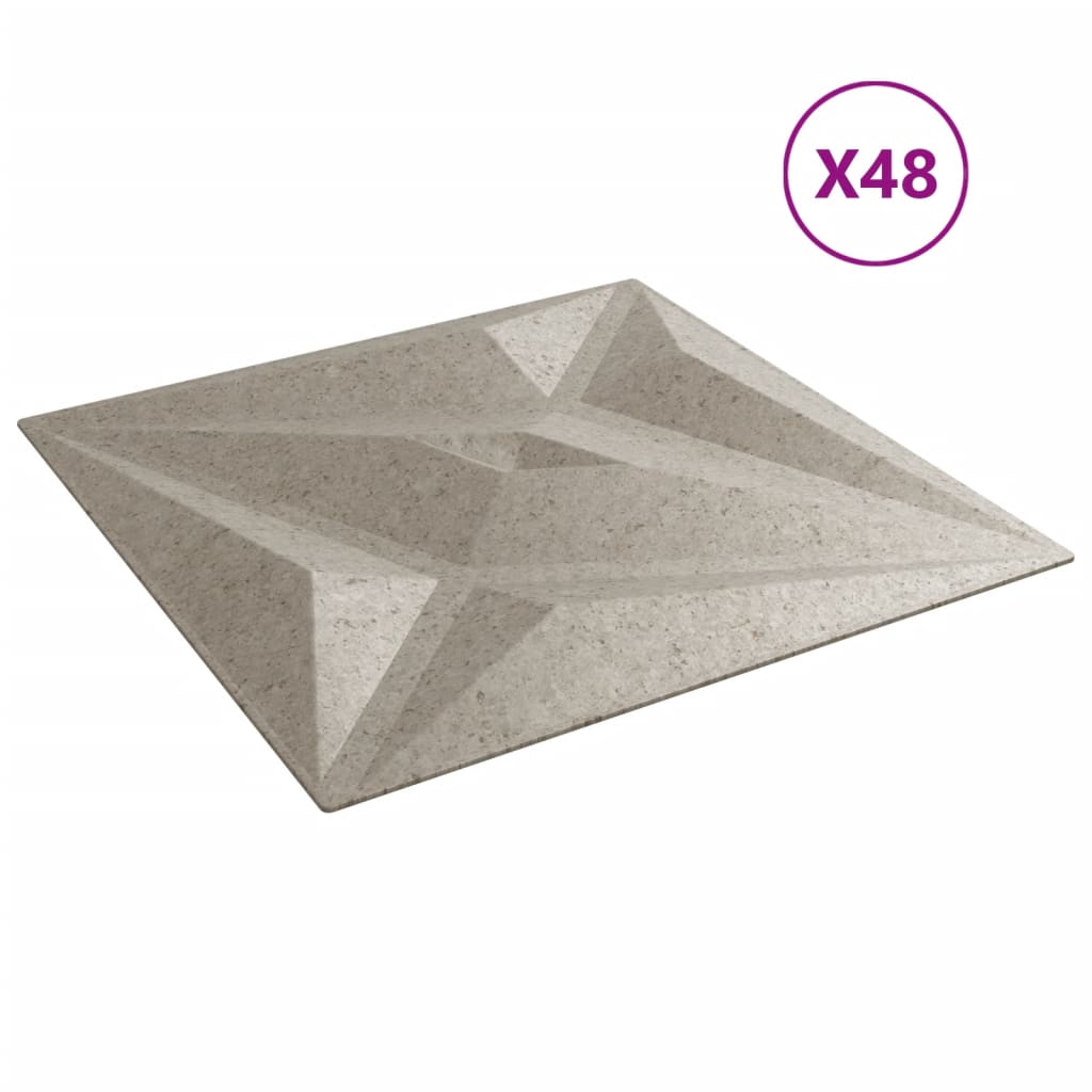 Paneles de pared 48 uds XPS estrella Beton 50x50 cm 12 m² V73