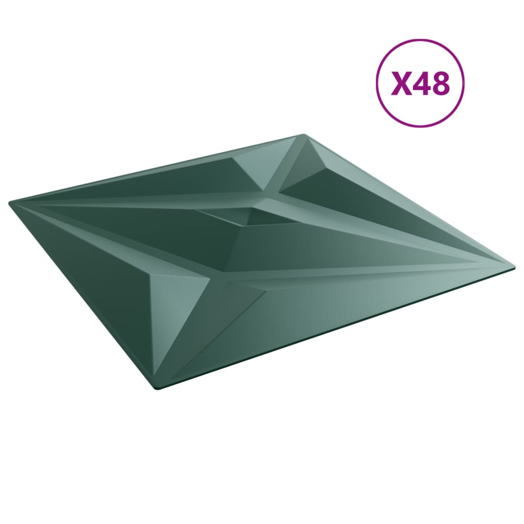 Paneles de pared 48 uds XPS estrella verde 50x50 cm 12 m² V76