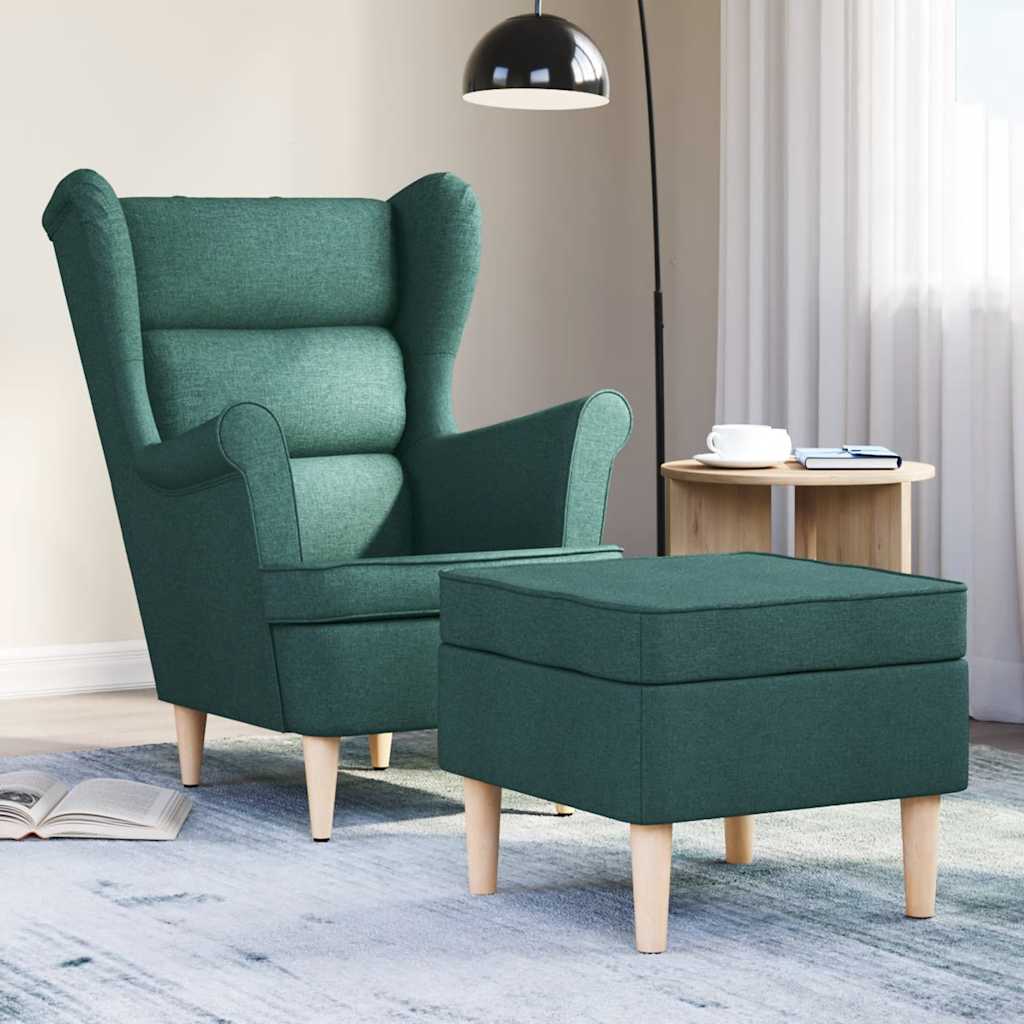 Vetonek Sillón con reposapiés tela verde oscuro