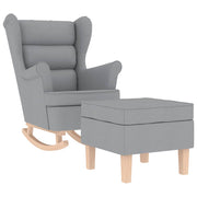 Vetonek Rocking chair with stool light gray fabric