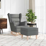 Rocking armchair with stool dark gray fabric v7699 - Vetonek