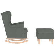 Rocking armchair with stool dark gray fabric v7699 - Vetonek