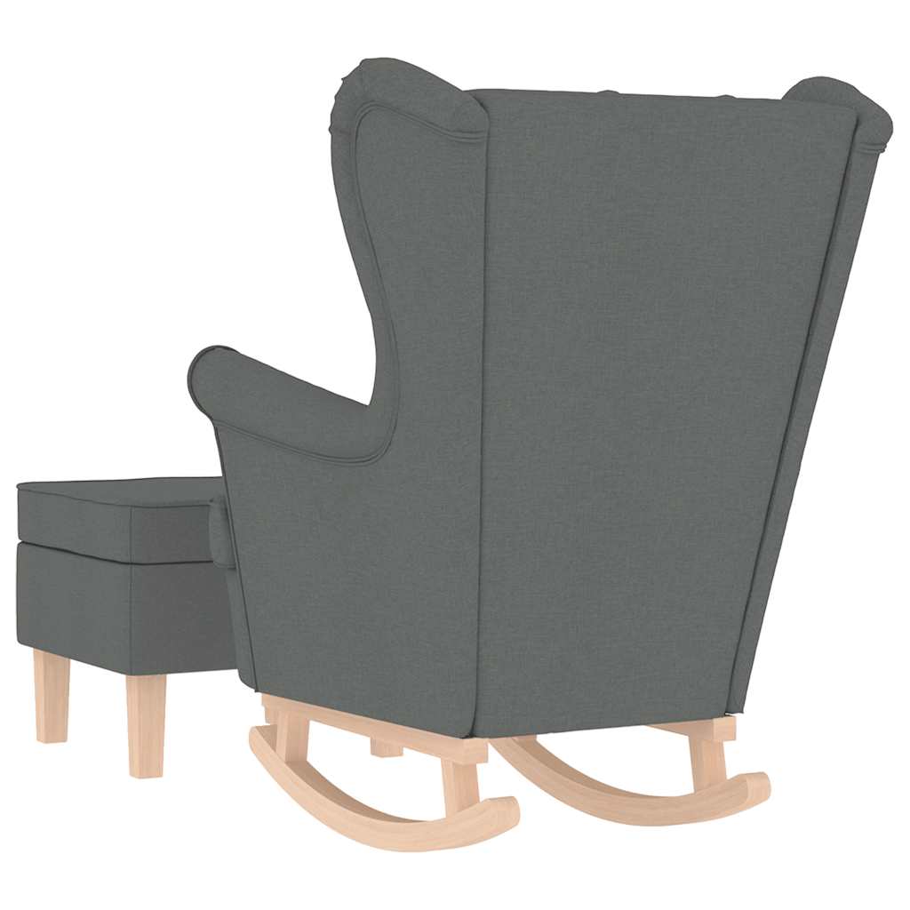 Rocking armchair with stool dark gray fabric v7699 - Vetonek
