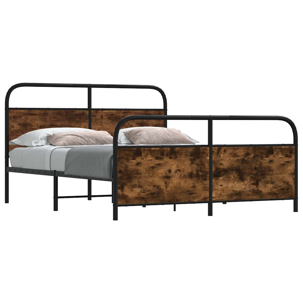 Vetonek Estructura de cama sin colchón metal roble ahumado 183x213 cm