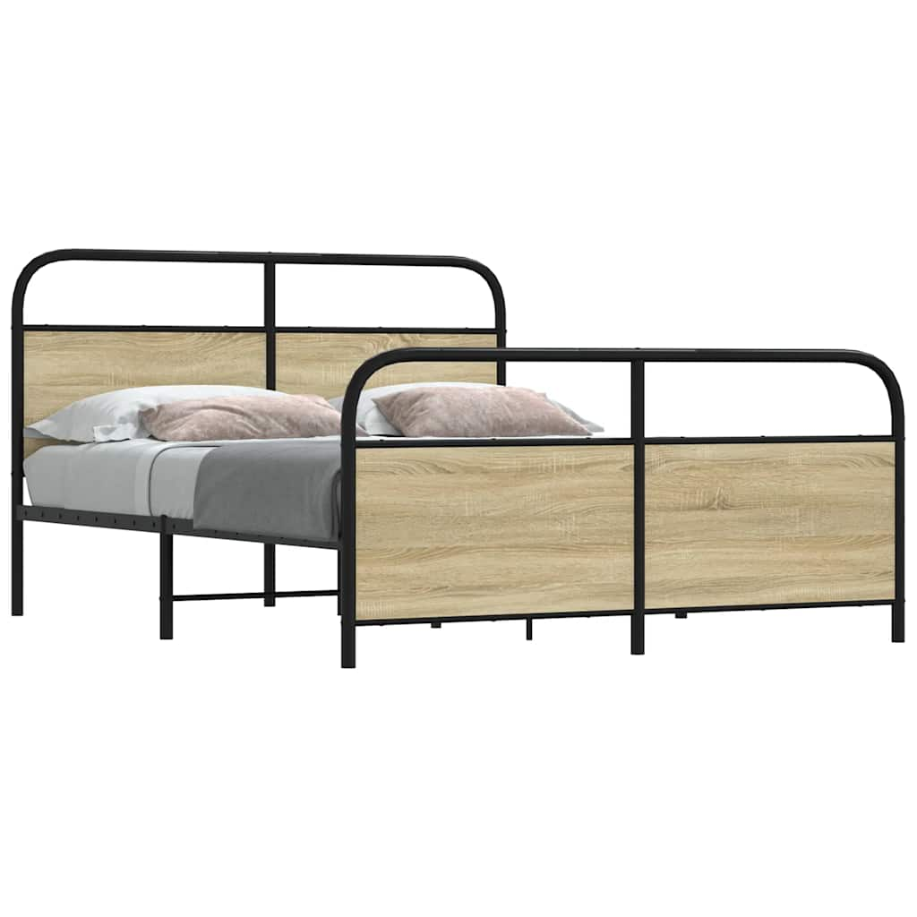 Vetonek Estructura de cama sin colchón metal roble Sonoma 160x200 cm