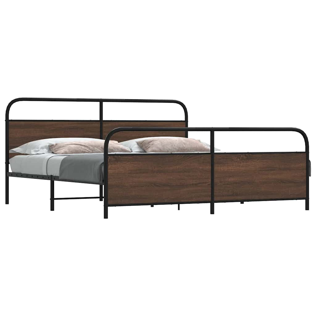 Vetonek Estructura de cama sin colchón metal roble marrón 200x200 cm