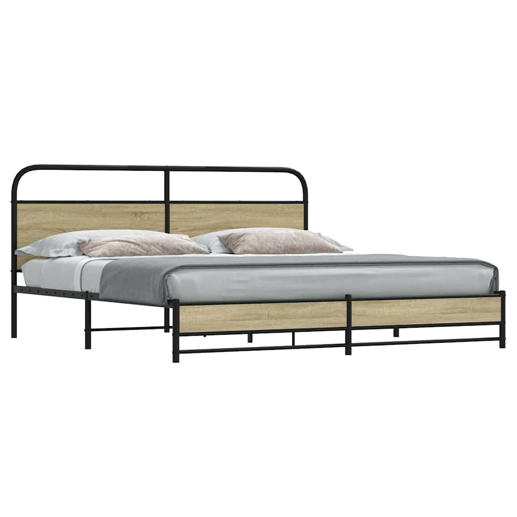 Vetonek Estructura de cama sin colchón metal roble Sonoma 180x200 cm