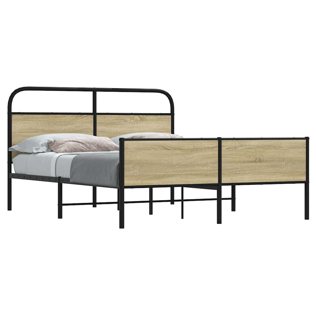 Vetonek Estructura de cama sin colchón metal roble Sonoma 160x200 cm