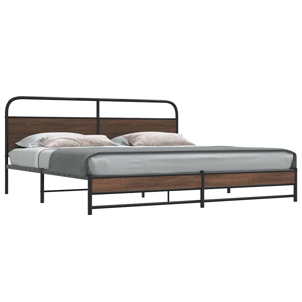 Vetonek Estructura de cama sin colchón metal roble marrón 200x200 cm